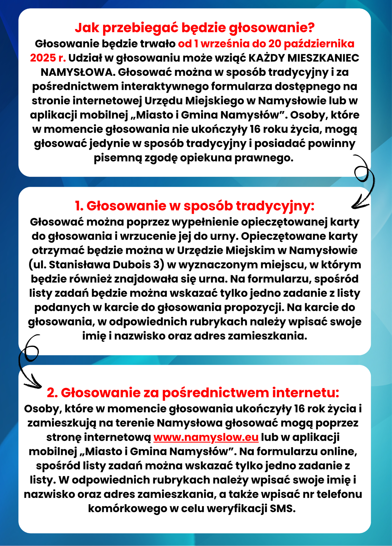 bootstrap slider I N F O R M A C J A UWAGA! nowy adres e-mail: rodprzyszloscnamyslow@pzd.pl Biuro i Kasa ROD czynne: w Poniedziałki od 15:00 do 18:00 w siedzibie Zarządu przy ulicy M. C. Skłodowskiej w Namysłowie. Wówczas należne opłaty za dany rok obrachunkowy można uiszczać u Skarbnika ROD, bowiem wszystkie wpłaty pieniężne (§ 17 Regulaminu ROD z 1 październik 2015 roku) należy dokonać na niniejsze konto bankowe: BS w Wołczynie O/N-ów 16 8876 0009 0050 5215 2000 0001 Nie zapominając dopisać na przelewie Nr działki , opłata - „O”- ogrodowa, „E” –elektroenergetyczna, Pamiętaj i aktualizuj na bieżąco: 1. Umowy na dostawę prądu elektrycznego 2. Zgłaszanie zmiany danych osobowych i korespondencyjnych BUDŻET OBYWATELSKI NAMYSŁÓW – ZAGŁOSUJ